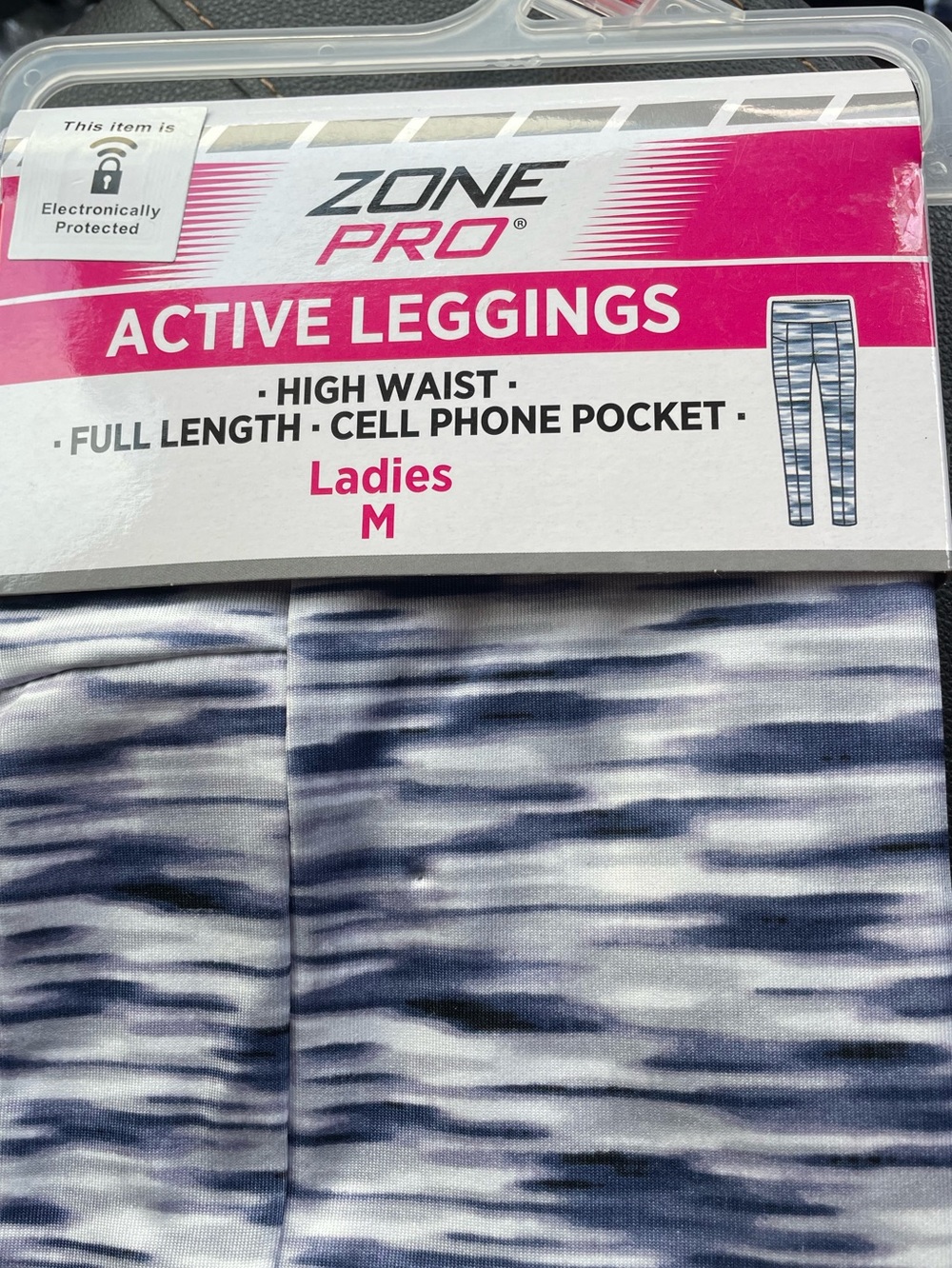 Zone Pro Ladies Active Leggings - Blue & White Marbled Print